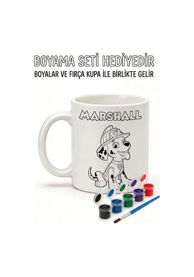 Boyama Setli Desenli Yazılı Kupa Bardak - Komik Tasarım Baskılı Seramik Hediye Kupa Bardak Çok Renkli