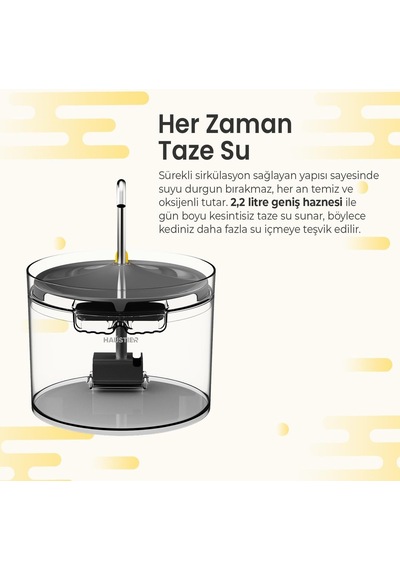 Haustier Fw3 Siyah Otomatik App Kontrollü Akıllı Kedi Mama Kabı &amp Otomatik Kedi Su Pınarı 2'li Set - Akıllı
