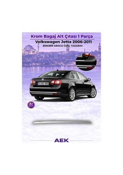 Volkswagen Jetta 2011+ Araca Özel Krom Bagaj Alt Çıtası A+