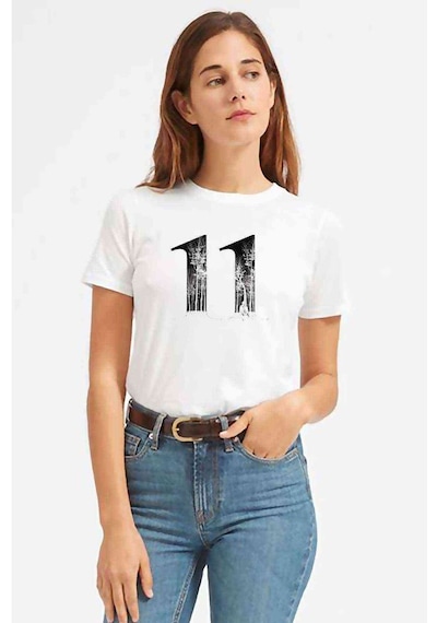 Stranger Things Eleven 11 Baskılı Beyaz Kadın Tshirt
