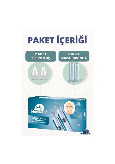 Bebek Burun Yıkama Aparatı, 2'li Şırıngalı Nazal Aspiratör, Silikon Uç