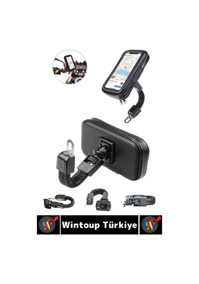 Dayanıklı 360 Derece Döner Su Geçirmez Şeffaf Görüş Engellemez Motosiklet Gidonu Telefon Tutucu