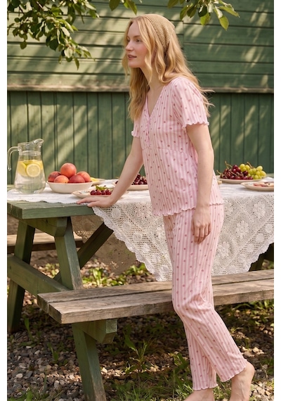 Elitol Jakarlı Viskon Bağlamalı Kadın Pijama Takımı Çok Renkli