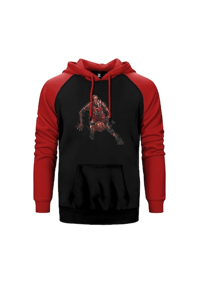 Micheal Jordn 23 Silhouette Kırmızı Renk Reglan Kol Kapşonlu Sweatshirt Kırmızı