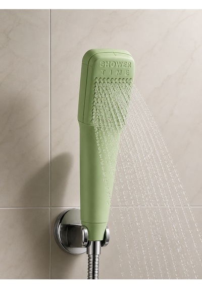 Muraytekno Shower Tıme Renkli Duş Başlığı Güçlü Su Akışı Modern Tasarım El Duşu Yeşil