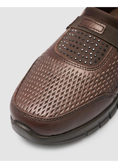 %100 Hakiki Deri Kahverengi Günlük Kadın Comfort Kahverengi