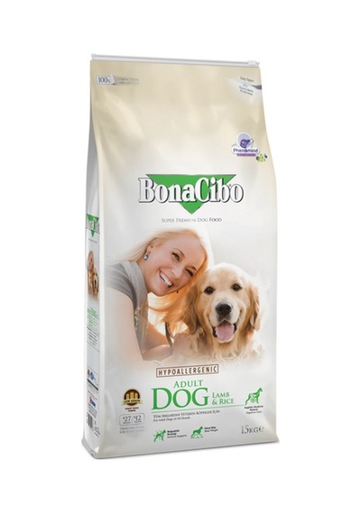 BonaCibo Adult Dog Lamb Kuzu Etli ve Pirinçli Yetişkin Köpek Maması 2 x 4 KG