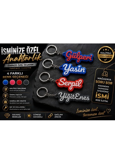 İsim Anahtarlık , Kişiye Özel - Hediyelik İsimli Anahtarlık - İsinizin Yazılı Olduğu Anahtarlık