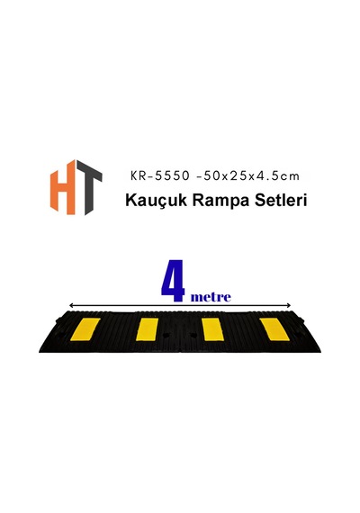 4 Metre Kauçuk Rampa, Otopark Rampası, Kaldırım Rampası 25 X 50 X 4,5 Cm