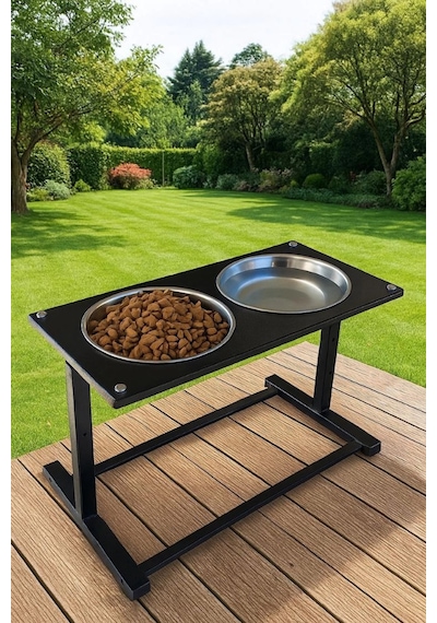 Reyo Ok-ay Store Aybisev 4 Xl Boy Büyük Irk Köpekler İçin Yükseltilebilir Metal Mama Su Kabı Standı Siyah