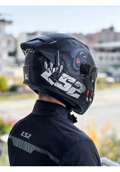 LS2 Rapid 2 Clawn Race Mat Siyah- Gri - Kırmızı Kask