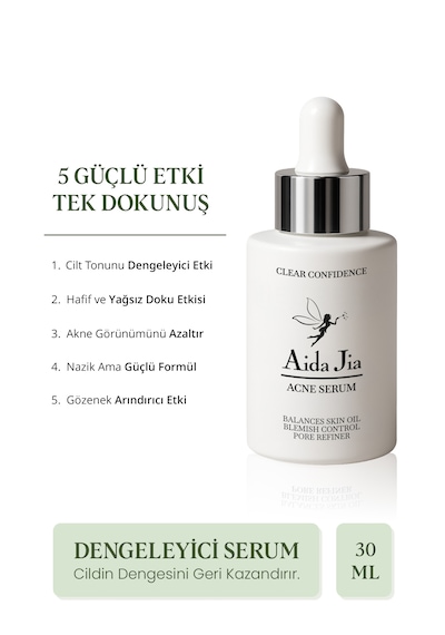 Aida Jia Salisilik Asit ve Glikolik Asit İçerikli Akne Komedon Siyah Nokta Karşıtı Serum 30 ML