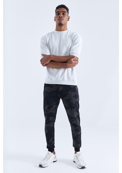 Tommy Life Siyah Gölge Kamuflaj Desenli Dar Kalıp Jogger Erkek Eşofman Alt - 84754 Siyah