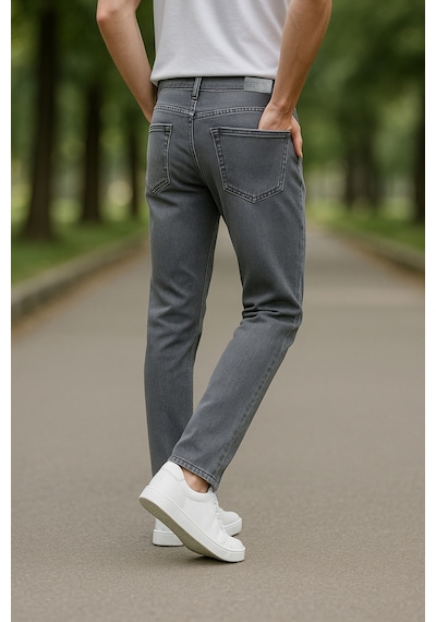 Cedy Denim Xcedy Premium Yüksek Kalite Erkek Klasik 5 Cep Yüksek Bel Regularfit Esnek Boru Paça Pantolon Gri