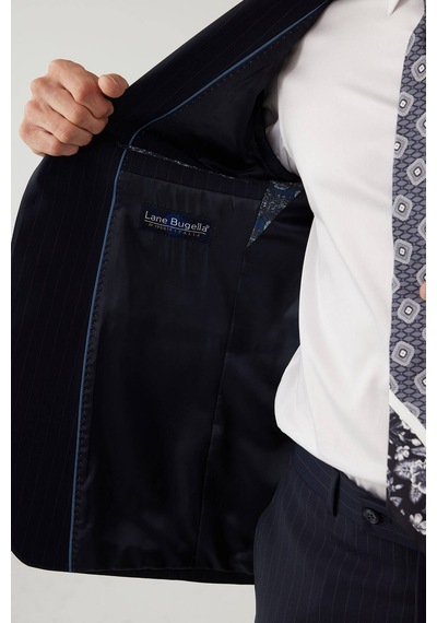 Erkek Lacivert Regular Fit Mono Yaka Yün Takım Elbise