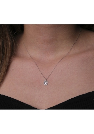 Gülaylar Diamond Line Beyaz Altın Baget Taşlı Kolye 49065599