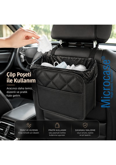 Microcase Universal Araba Koltuğu Arka Organizeri Asılabilir Çöp Kovası Al5653