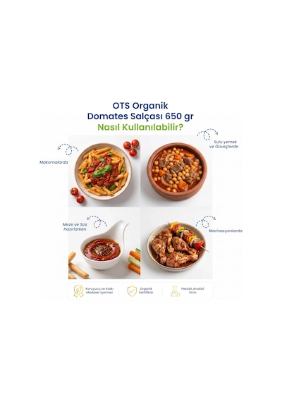 Ots Organik Domates Salçası 650 gr (Organik Sertifikalı, Pestisit Analizli)
