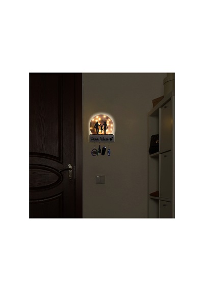 Led Işıklı Pleksi Dolunay Kişiselleştirilebilir Biblo Valeri Çocuklu Çift Anahtar Askılığı Sarı - 737204852 Sarı