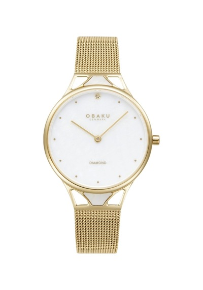 Obaku Denmark V302lxgwmg Quartz Çelik Hasır Altın Rengi Beyaz Kadran Safir Cam 32 Mm Kadın Kol Saati Altın