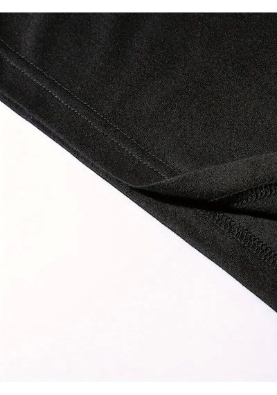 Modi Baskılı Oversize Bisiklet Yaka T-shirt - Siyah - Mymg158954