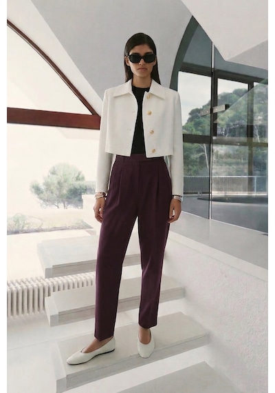 Sateen Talia Havuç Pantolon - Mürdüm-137381