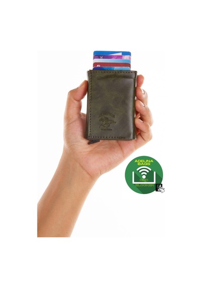 Adelina Bags Adelina Unisex Haki Alüminyum Mekanizmalı Kızaklı Kartlık Cüzdan Haki