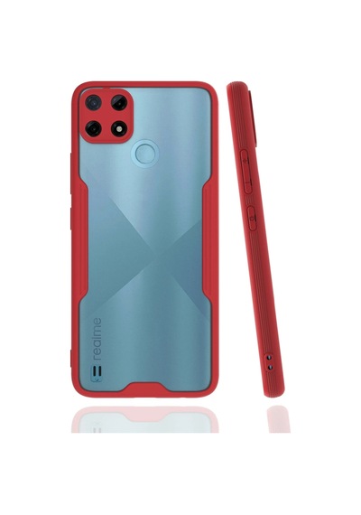 Newface - 446 - Realme C25y Kılıf Platin Silikon - Csmo-tex - - Kırmızı