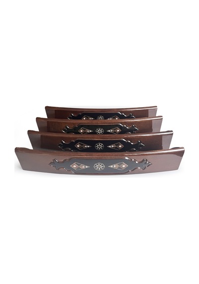 Helena Wood Art Mozaik İşlemeli Masif Ahşap Okey Seti Oval Takımı