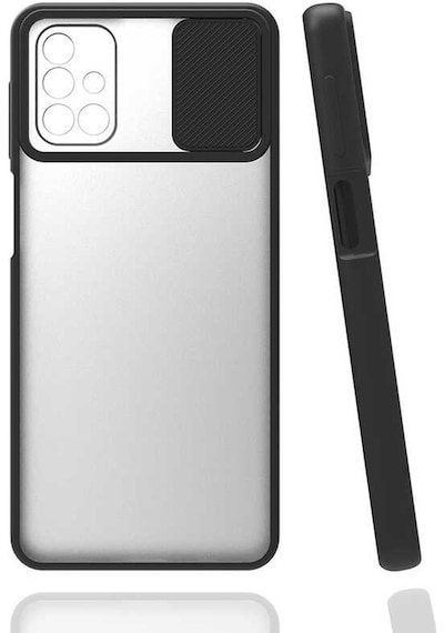 Kilifone - Samsung Uyumlu Galaxy M31s - Kılıf Slayt Sürgülü Arkası Buzlu Lensi Kapak - Siyah