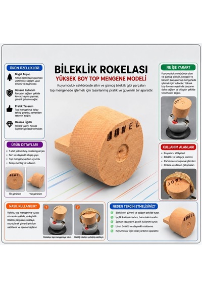 Ahşap Malafa Yuvarlak Bilezik Ve Bileklik Rokelası - Top Mengene Yuvarlak Bileklik Malafa Şekillen Metalik