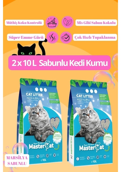Sabunlu Topaklanan Kedi Kumu 10l X 2 Adet