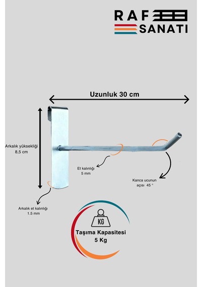 Tel Pano Kancası 30 Cm - Askı Kanca Raf Askısı Raf Aksesuar Tel Askı Çorap Kancası 10 Adet
