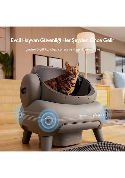 Neakasa Üstü Açık Akıllı Kedi Tuvaleti Gri Z-m1 Otomatik Temizleme, Sessiz Ve Hijyenik