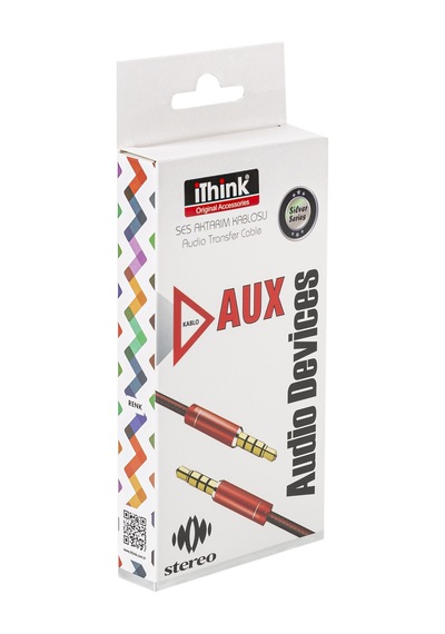 Ithınk Silver Aux Kablo Kırmızı 1 M