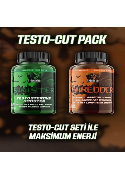 Grimlabs Sinister Booster + Shredder Fat Burner Testo Cuts Define Set