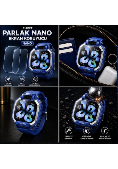 Huawei Watch Kids X1 İle Uyumlu Ekran Koruyucu Nano Parlak Çizilmeye Dayanıklı 2 Adet
