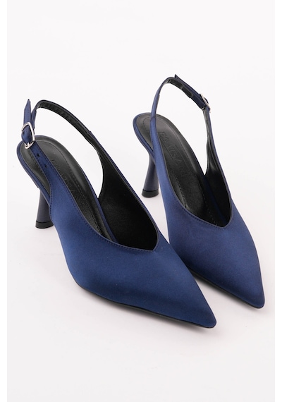 Esatsani Lacivert Saten Sivri Burun Arka Açık 9 Cm Topuk Vısıon Stiletto Kadın Ayakkabı Lacivert Saten Esatsani Lacivert Saten Sivri Burun Arka Açık 9 Cm Topuk Vısıon Stiletto Kadın Ayakkabı Lacivert Saten