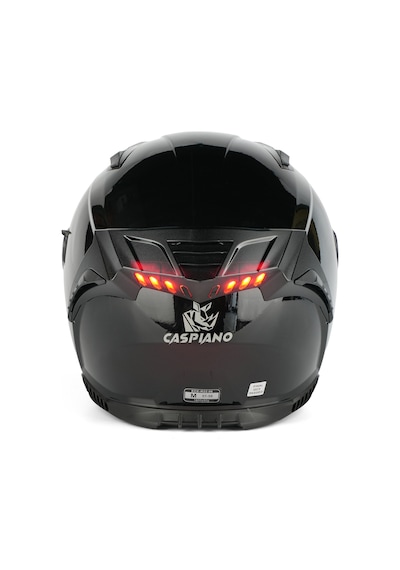 Caspiano Homer Full-face Led Işıklı Glossy Black Motosiklet Kaskı Ece-r 22.06 Sertifikalı Siyah