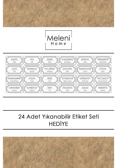 12'li Sızdırmaz Kapaklı Kaşıklı Baharatlık Seti - Etiketli Baharat Saklama Kabı - 12 X 580 Ml Gri