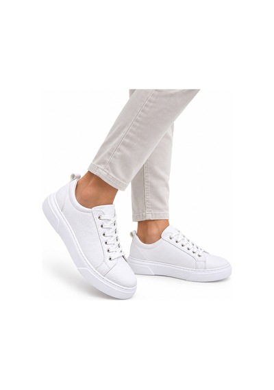 Yalçın Erkek Casual Bağcıklı Ortopedik Rahat Kaymaz Taban Sneaker Ayakkabı Beyaz - 919615758 Beyaz