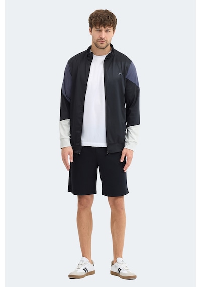 Slazenger Kylora Erkek Dik Yaka Fermuarlı Siyah Sweatshırt Siyah