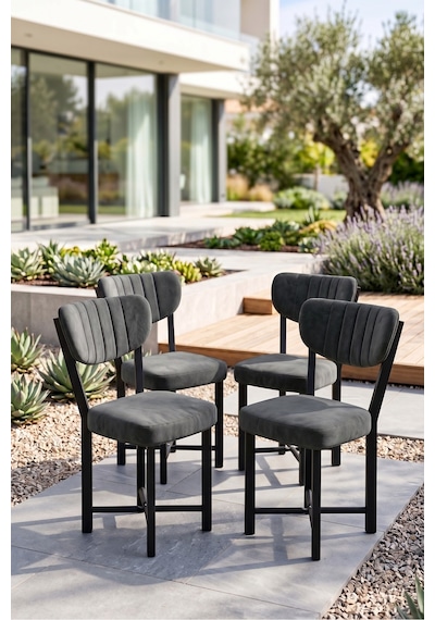 Sandalye 4 Adet Baby Face Kumaş Metal Ayak Modern Mutfak Sandalyesi Cafe Balkon Ofis Elma Çok Renkli