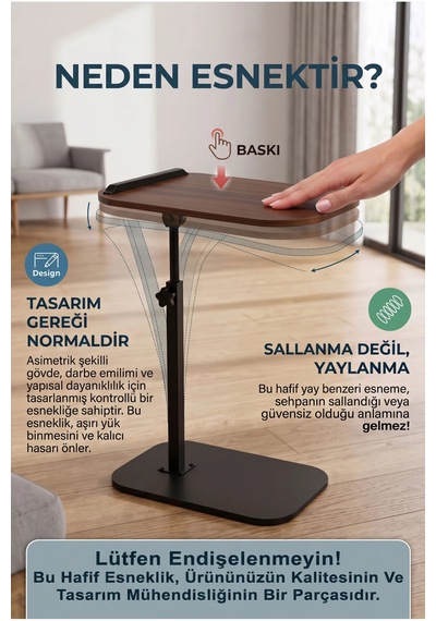 Ayarlanabilir Mdf Laptop Sehpası Ayaklı Çok Amaçlı Sehpa 30x40 Cm Ceviz