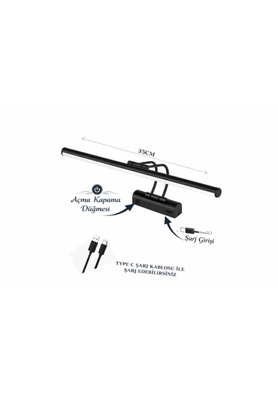 Sarjlı Led Flüt Resim Aplik 6w 3200k Gün Işığı 35cm Duvar Tipi Ayna/tablo Üstü Dekoratif Işık Ip20 Iç Mekan Kullanım Siyah