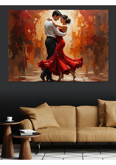 Tutkulu Tango Dans Eden Çift Dekoratif Kanvas - Mdf Ahşap Tablo