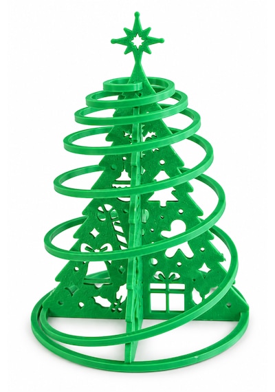 Spiral Tasarımlı Mini Yılbaşı Çam Ağacı Masaüstü Dekoru Yeşil 12 CM