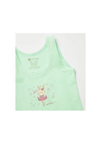 Natuline Kız Çocuk Sweet Rabbit Likralı 2'li Atlet 5001-2 Çok Renkli