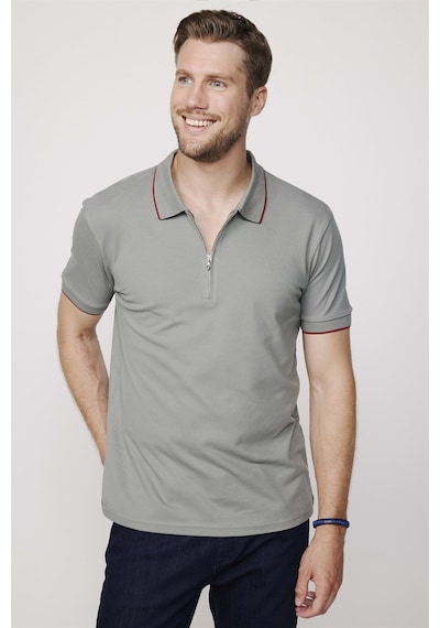 Tudors Erkek Polo Yaka Slim Fit Pamuk Fermuarlı Pike Gri Tişört-27687-Gri Tudors Erkek Polo Yaka Slim Fit Pamuk Fermuarlı Pike Gri Tişört-27687-Gri