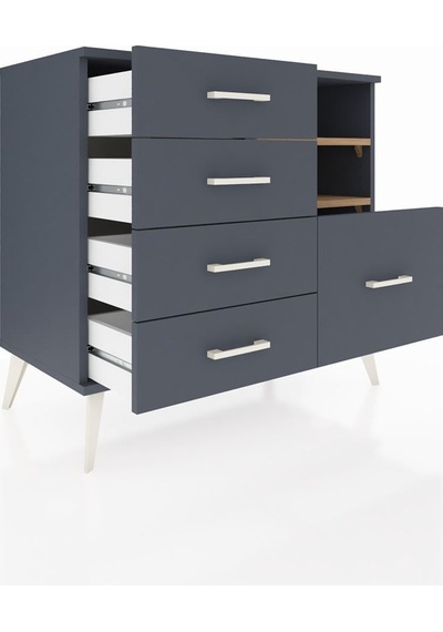 Hyperion Şifonyer 2 Raflı 5 Çekmeceli 88x44x80 Antrasit-çam/antrasit Çam/antrasit Hyperion Şifonyer 2 Raflı 5 Çekmeceli 88x44x80 Antrasit-çam/antrasit Çam/antrasit